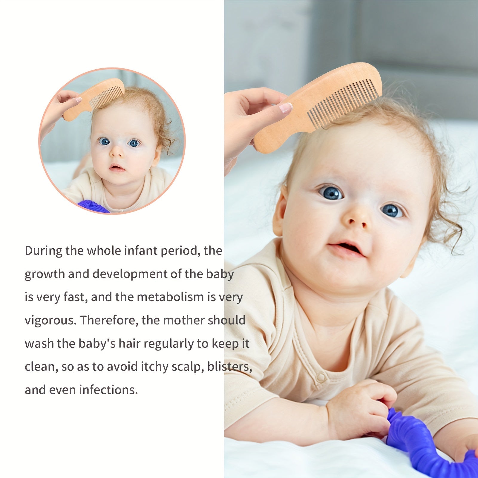 Baby Soft Comb Wooden Hair Brush Head Massage Comb