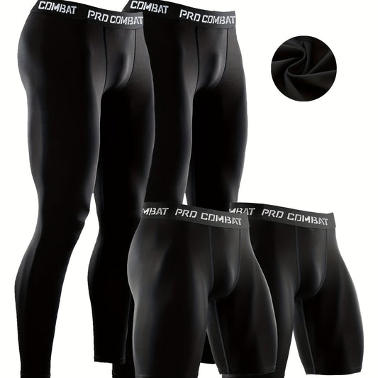 Men's Compression Leggings & Shorts Set - Running Athletic Workout