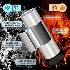 20oz Insulated Tumbler Double Wall Stainless Steel Cup with Lid and Straw
