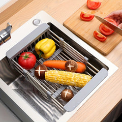 Retractable Sink Drain Rack Stainless Steel Over Sink Dish Drying Rack
