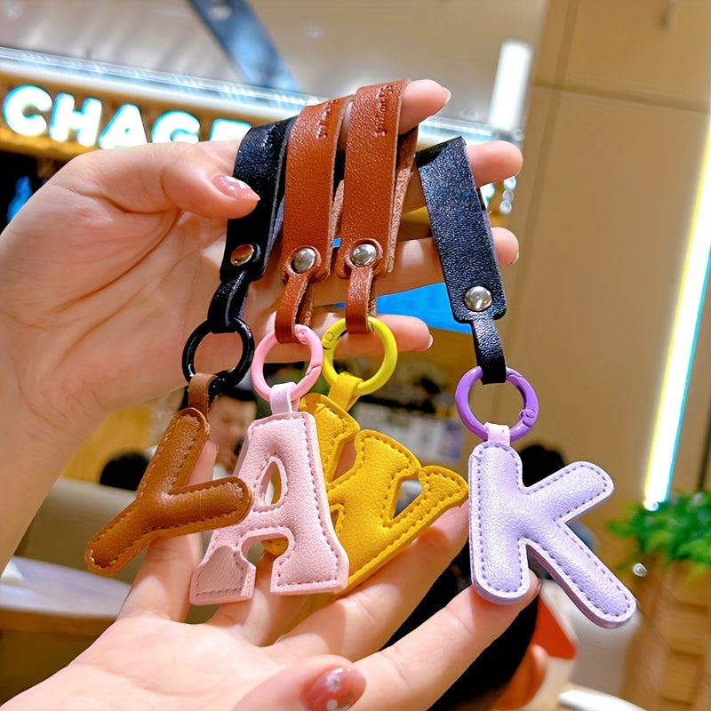 Creative English Letter Keychain PU Leather Pendant Bag Ornament