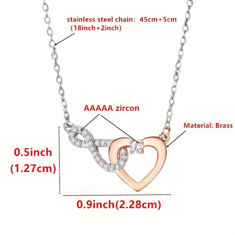 Heart Necklace Interlocking Infinite Symbol Zircon Grandma And Granddaughter