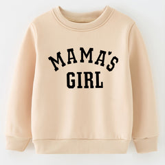 Girls Khaki Letter Print Sweatshirt Long Sleeve Round Neck