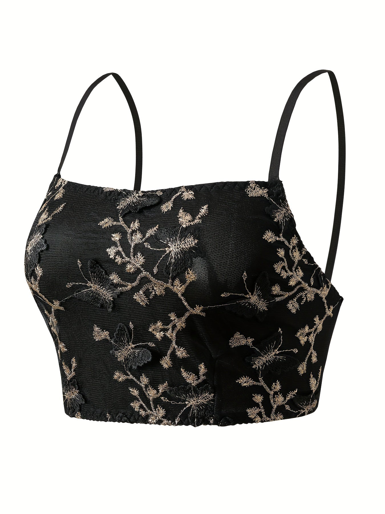Retro Bralette Women's Plus Floral Embroidered Longline Bralette