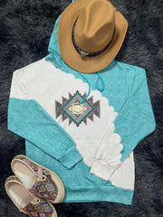 Ethnic Print Kangaroo Pocket Hoodie Long Sleeve Sweatshirt Women's Clothing