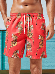 Geometric Bird Pattern Swim Trunk Men's Swimwear for Beach Pool