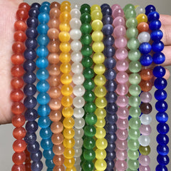 Moonstone Cat Eye Stone Beads Round Loose Spacer Beads DIY Jewelry Making 15mm