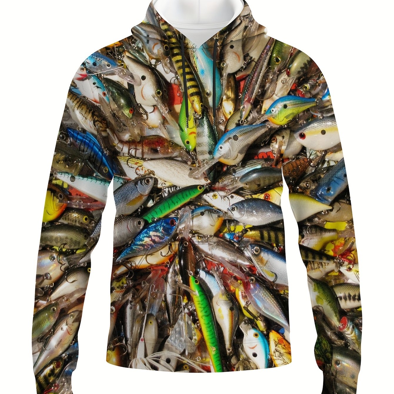 Fish 3D Print Hoodies For Men Graphic Hoodie Comfy Loose Hooded Pullover