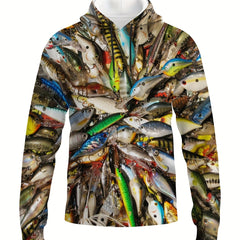 Fish 3D Print Hoodies For Men Graphic Hoodie Comfy Loose Hooded Pullover