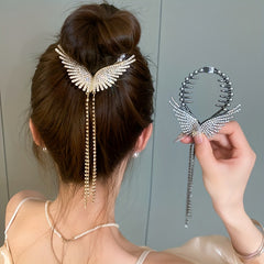 Rhinestone Wings Banana Clip Hair Claw Vintage Hair Clip