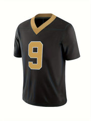 Men's American Football Jersey V-Neck Short Sleeve Breathable Rugby Sweatshirt