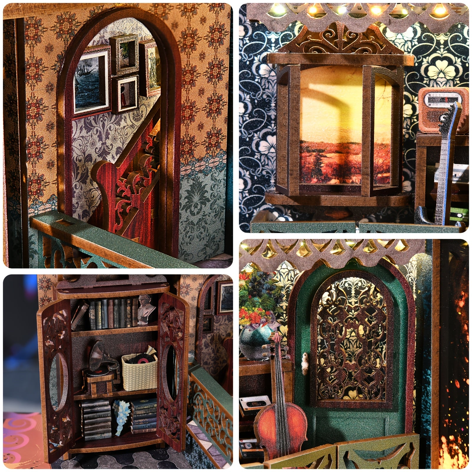 DIY Dollhouse Book Corner Shelf Insert 3D Wooden Puzzle