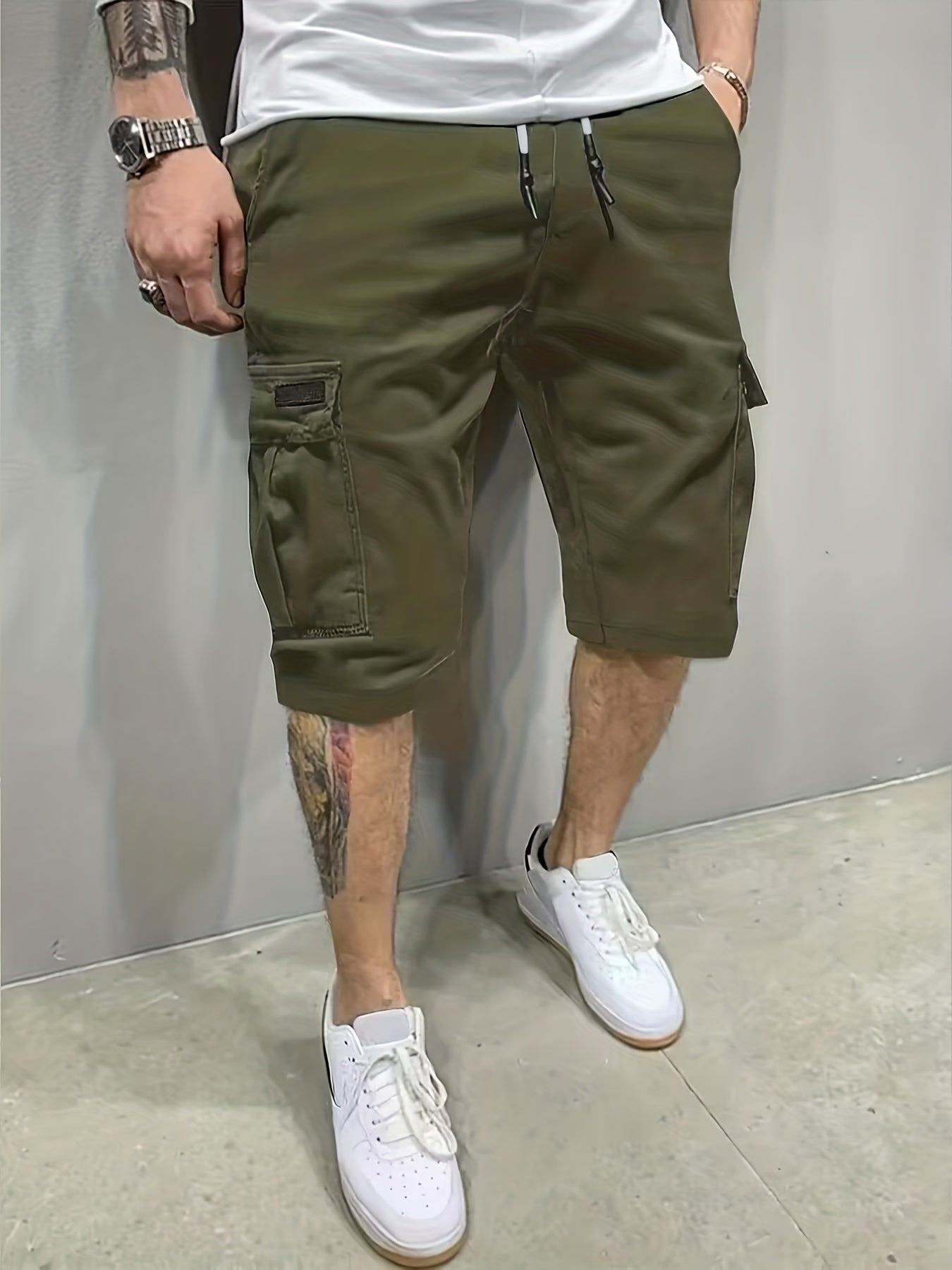 Men's Cargo Shorts Drawstring Waist Casual Sports Shorts
