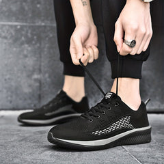 Men's Breathable Lace Up Knitted Sneakers Casual Outdoor Walking Shoes