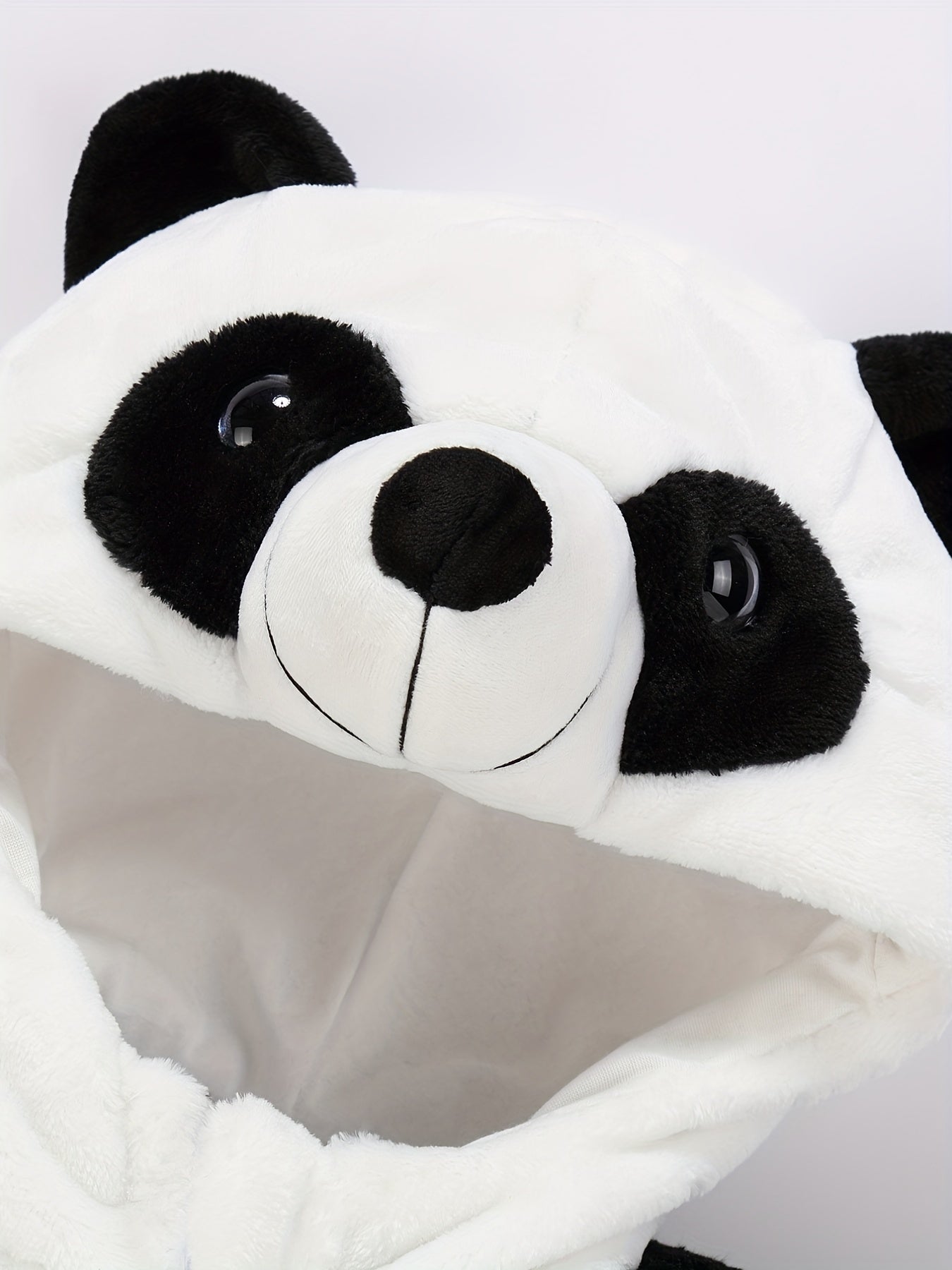 Panda Shape Baby Hooded Thermal Romper Zip Up Long Sleeve