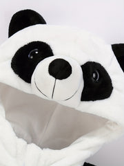 Panda Shape Baby Hooded Thermal Romper Zip Up Long Sleeve