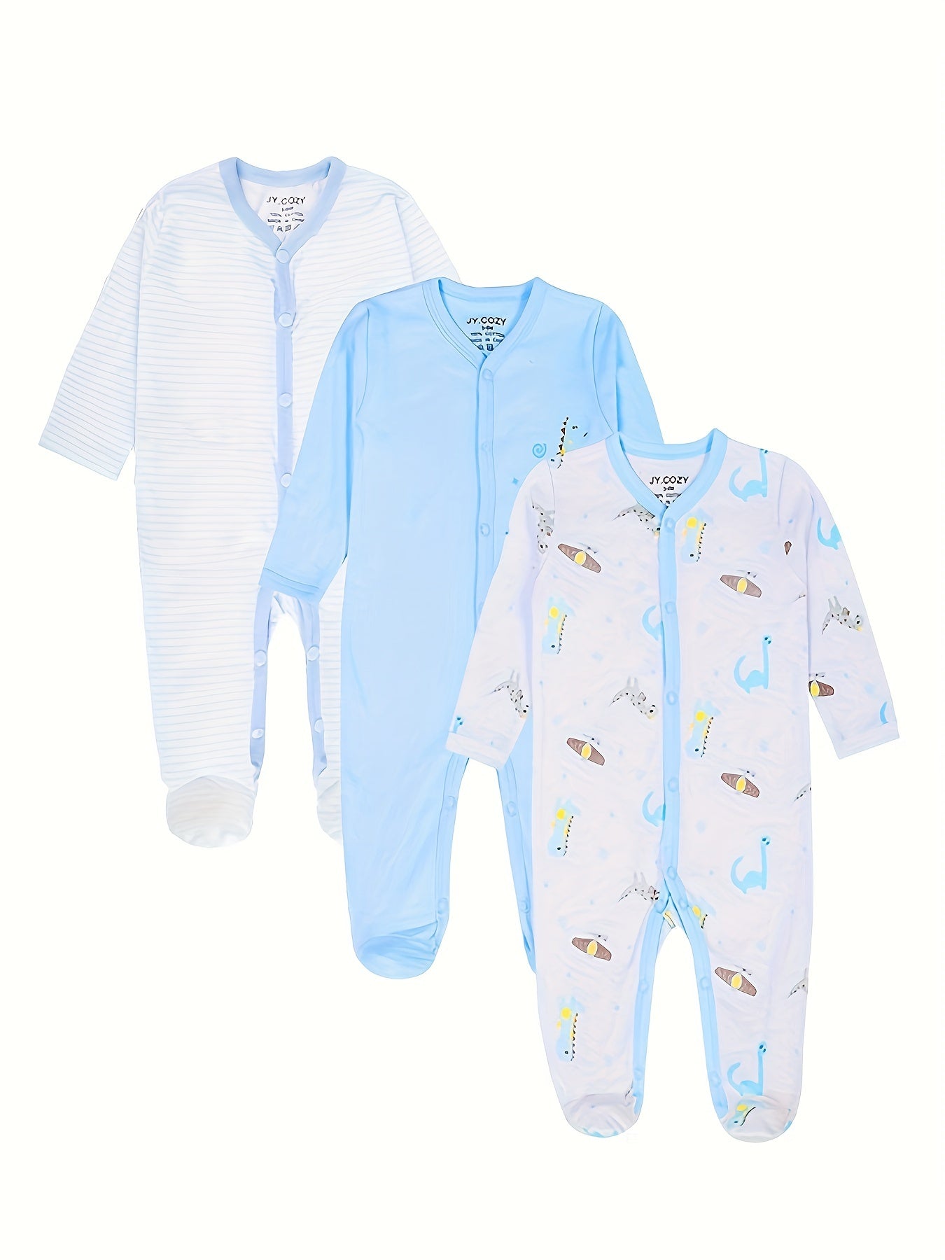Baby Boy Long Sleeve Rompers 3-Piece Set