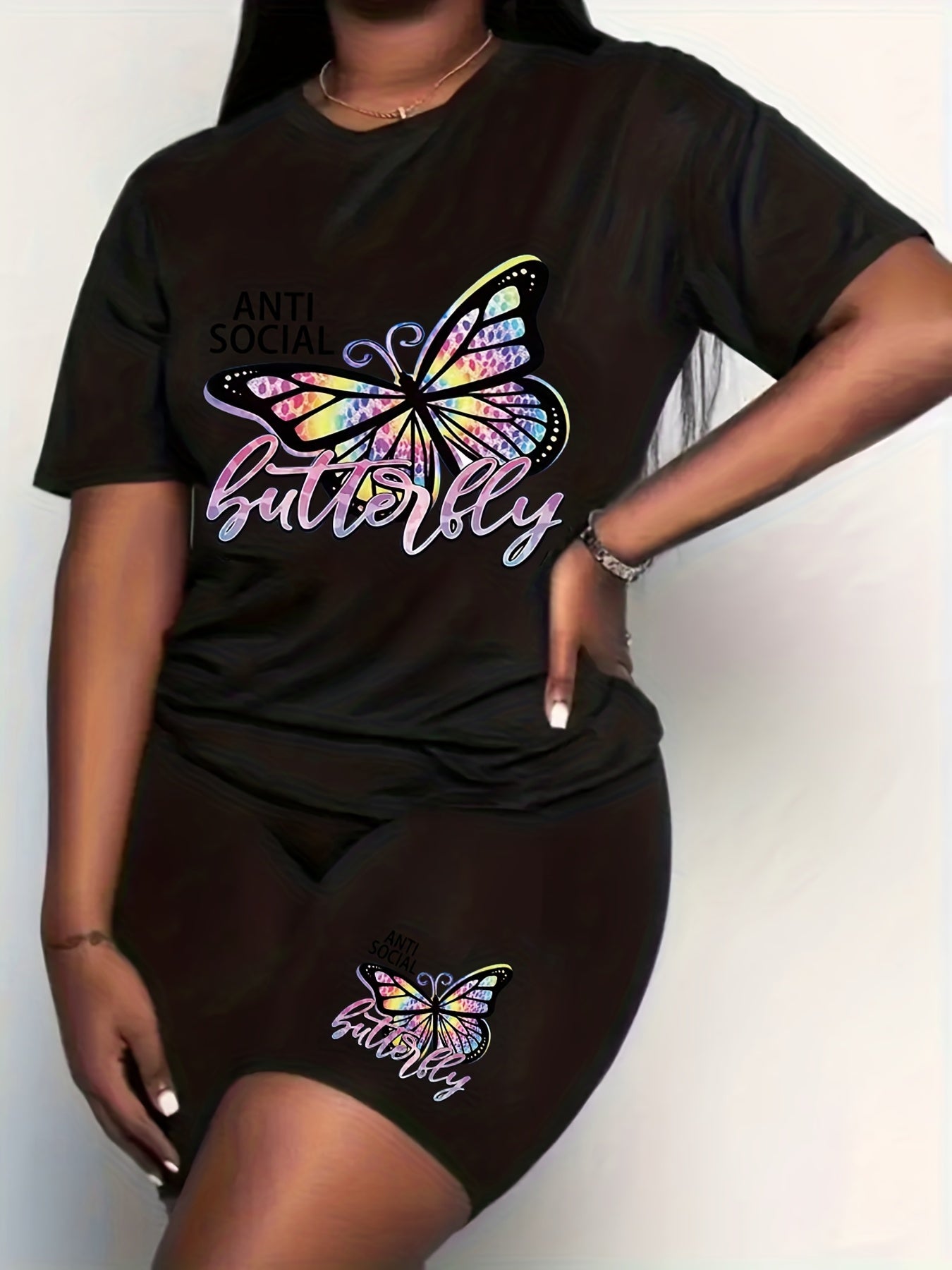 Butterfly & Letter Print 2 Piece Set