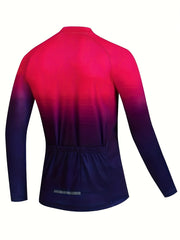 Men's Cycling Jersey Gradient Quick Dry Long Sleeve Shirt