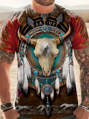 Men's Tribal Skull Graphic T shirt Active Breathable Tee