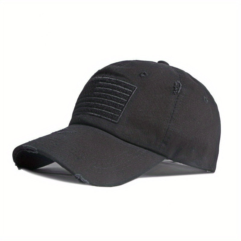 Distressed Sunshade Ripped Baseball Cap Embroidered Flag Peaked Cap