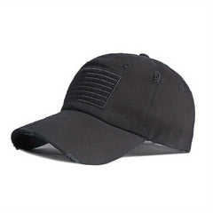 Distressed Sunshade Ripped Baseball Cap Embroidered Flag Peaked Cap