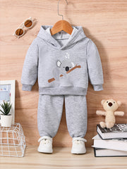 Kids Cartoon Print Outfit Baby Sweatshirt Trousers Set
