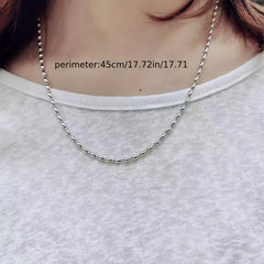 Stainless Steel Rice Bead Chain Necklace