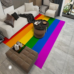 Rainbow Living Room Rug, Stain Resistant, Soft & Thick, Machine Washable