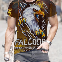 Eagle3d Pattern Print Men's Short Sleeve Graphic Tee