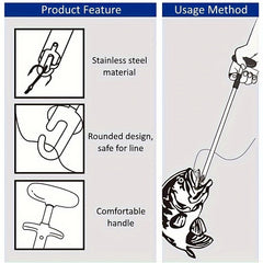Stainless Steel T Fish Hook Remover Fishing Tackle