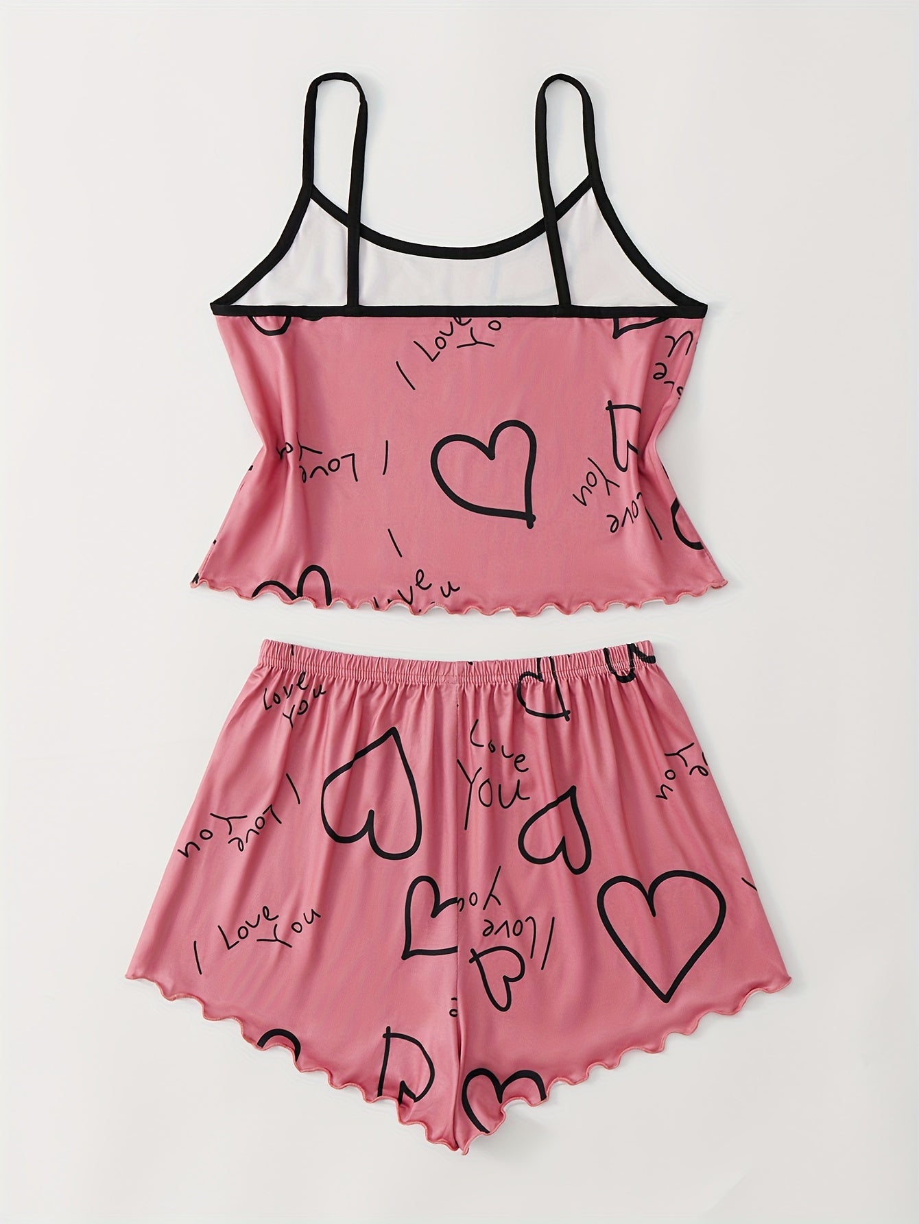 Women's Heart Print Pajama Set & Cozy Shorts