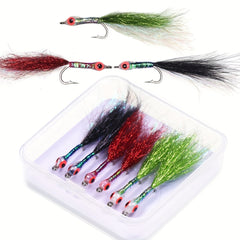 6pcs Ice Dubbing Tail Minnow Streamer Fly Bait Stainless Steel Barbed Hook