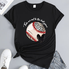 Baseball Graphic Short Sleeve Sports T shirt Round Neck
