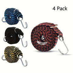 4pcs Flat Bungee Cords Hooks Heavy Duty Elastic Luggage Straps 39 37in 100 0cm