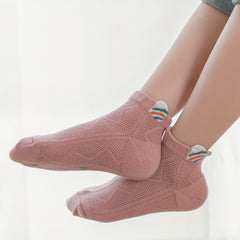 5 Pairs Girls Mesh Breathable Crew Socks Spring Summer