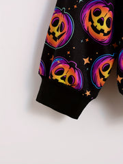 Halloween Pumpkin Print Boys Pullover Sweatshirt