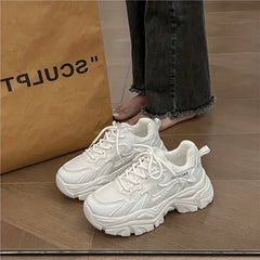 Women's Platform Chunky Sneakers Low Top Trainers Outdoor Walking Shoes