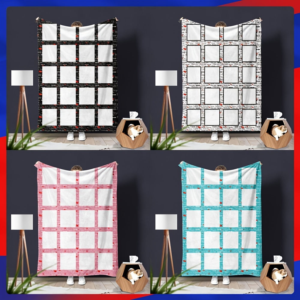 2pcs Plaid LOVE Series Flannel Blanket - Warm Home & Camping Accessory