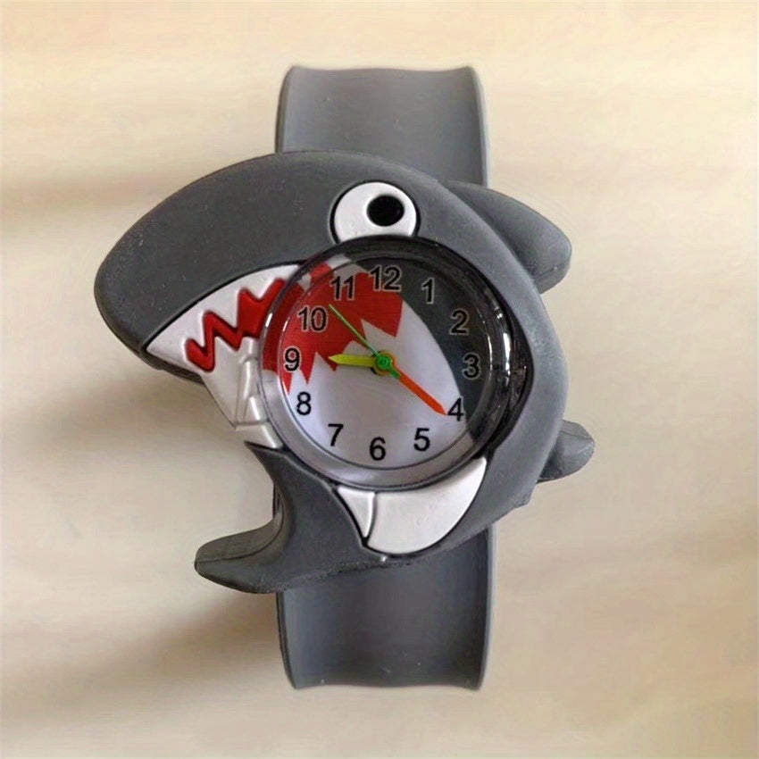 Cartoon Round Dial Watch With Clap Ring For Boys Girls