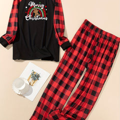 Gingerbread Man Print Plaid Tee & Pants Pajama Set