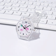 Kids Transparent Flamingo Cartoon Watch