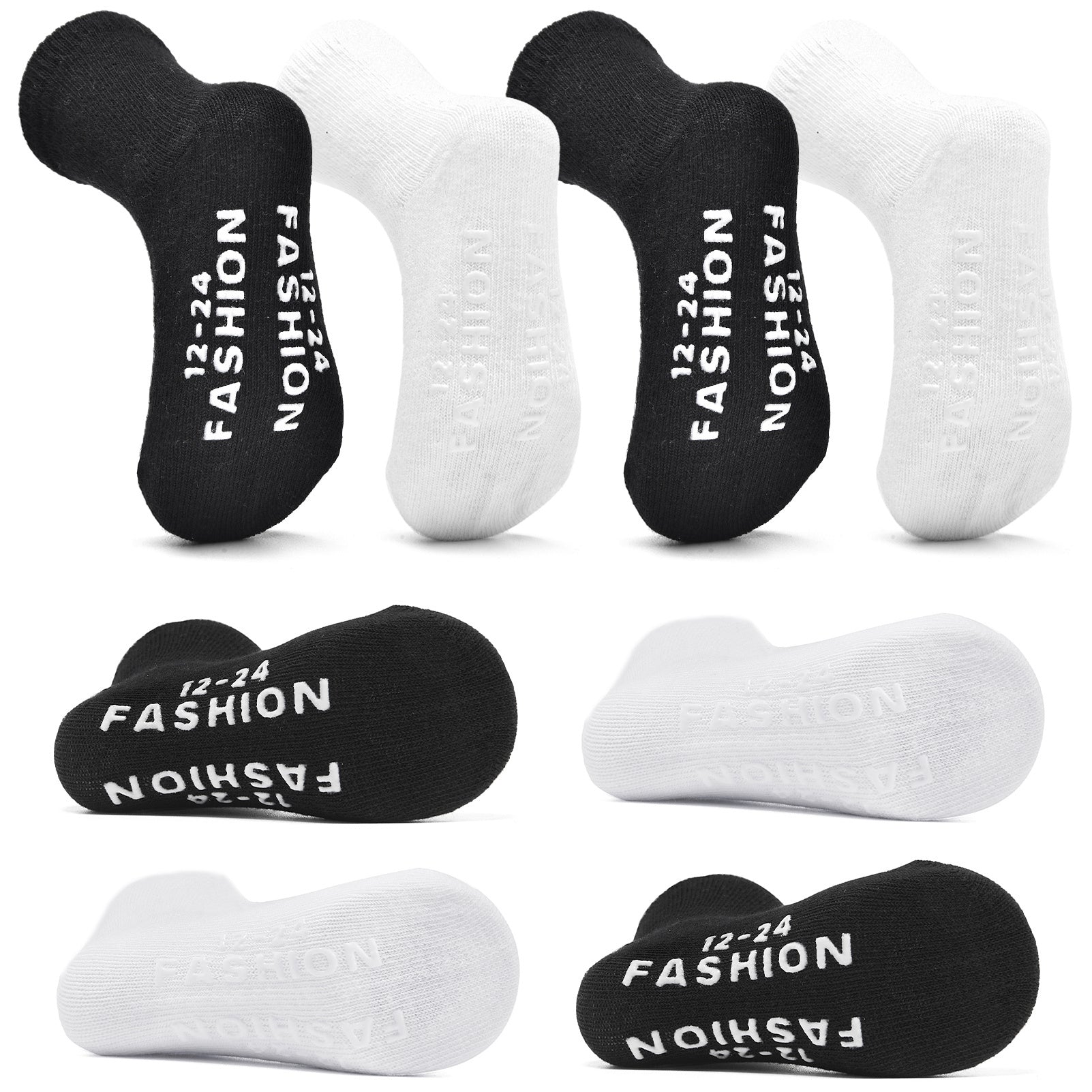 8 Pairs Baby Non Slip Toddler Socks Solid Crew Socks Boys Girls