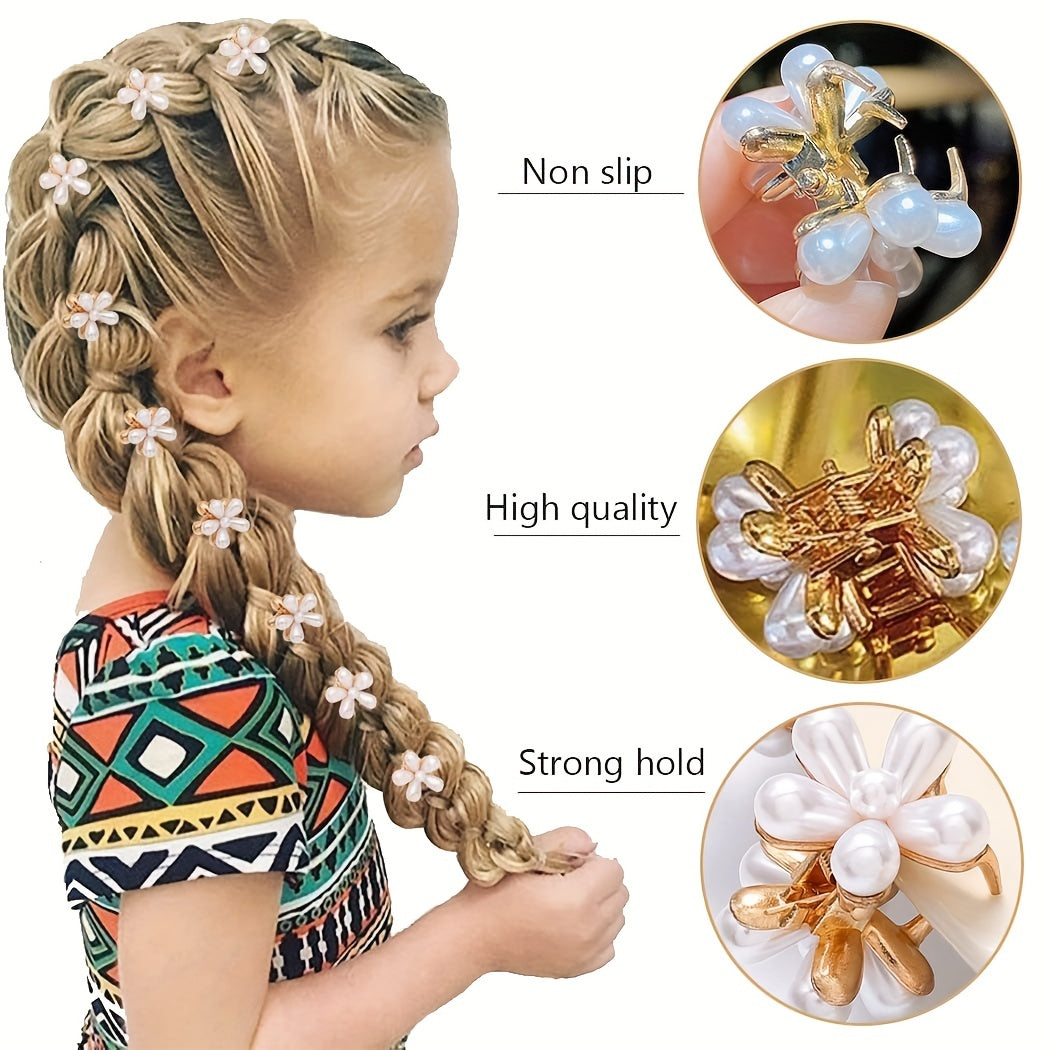5pcs Pearl Hair Claw Clips Flower Decorative Hair Barrettes for Girls