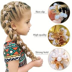 5pcs Pearl Hair Claw Clips Flower Decorative Hair Barrettes for Girls