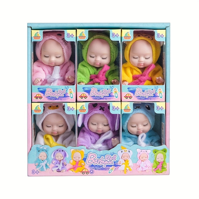 6 Pack Mini Baby Dolls 4 Inch Realistic Newborn Doll Set