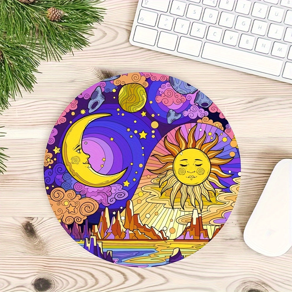 Cartoon Stars And Moon Mouse Pad Round Mousepad