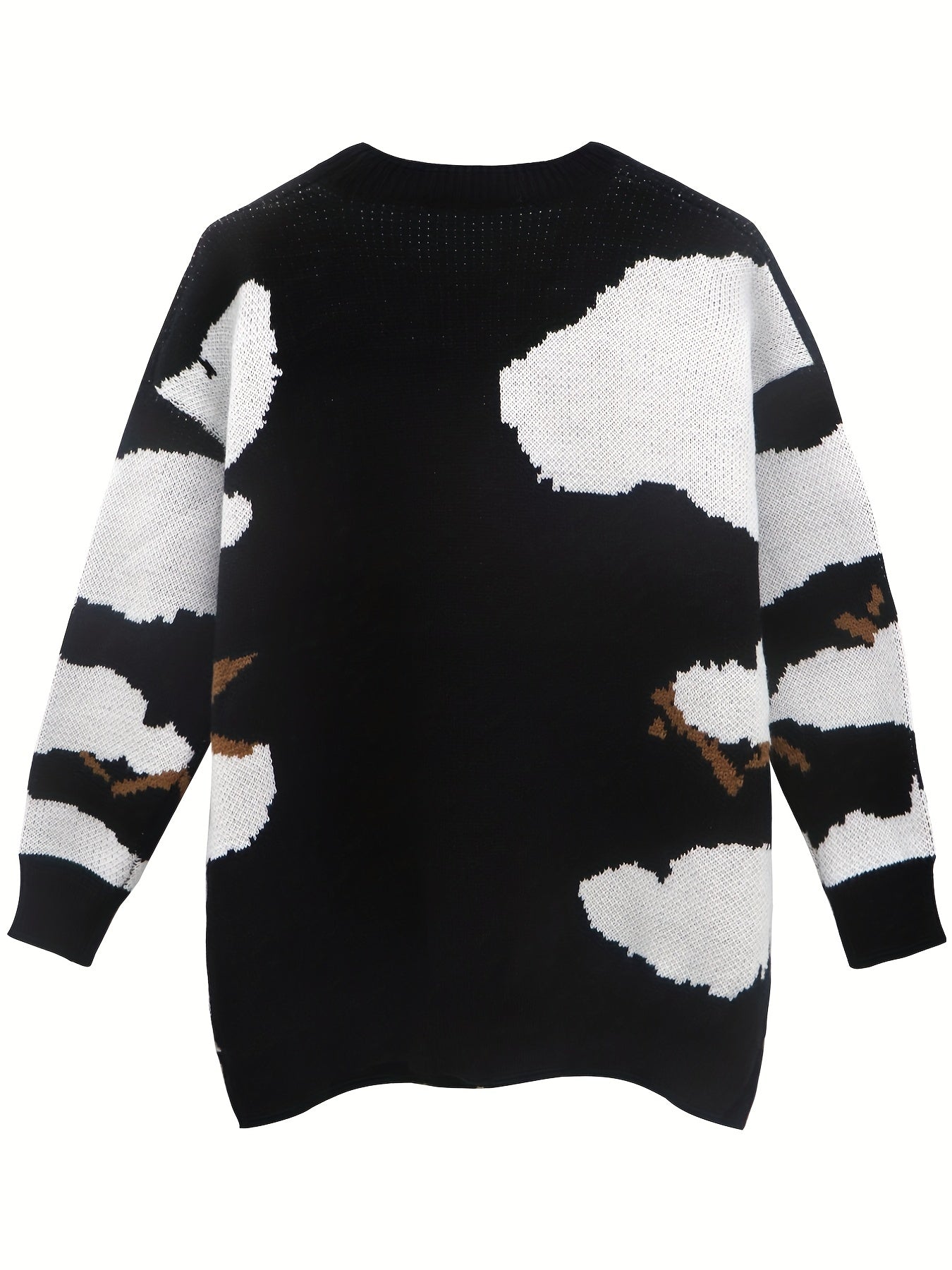 Y2k Sweater Women's Plus Figure Print Long Sleeve Round Neck Sweater