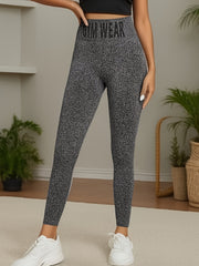 Letter Pattern Slimming Yoga Pants Tummy Control High Waist Yoga Leggings