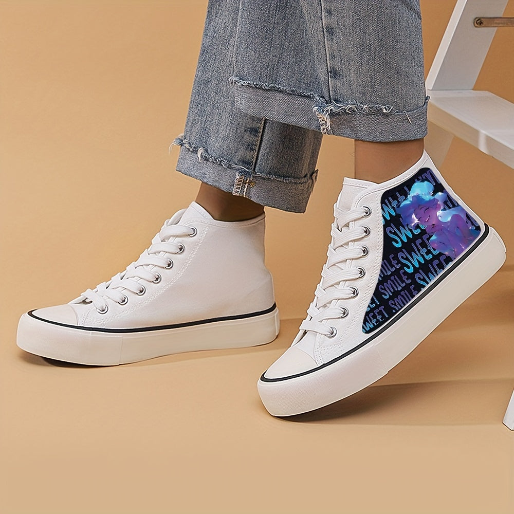 Cyberpunk Anime Girl Canvas Sneakers Lace Up Wear Resistance Shoes